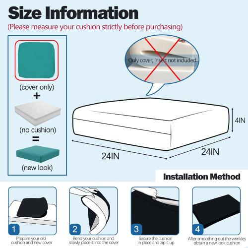 Sqodok Patio Cushion Covers, Waterproof Outdoor Cushion Covers Replacement, Patio Cushion Seat Slicovers for Sectional Sofa, Chair, Outdoor Wicker Patio Sofa