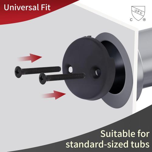 PRIMSOPH Two Hole Overflow Faceplate Tub Drain Trim Kit Conversion Kit Assembly Universal Fine Coarse Thread Replacement Matte Black