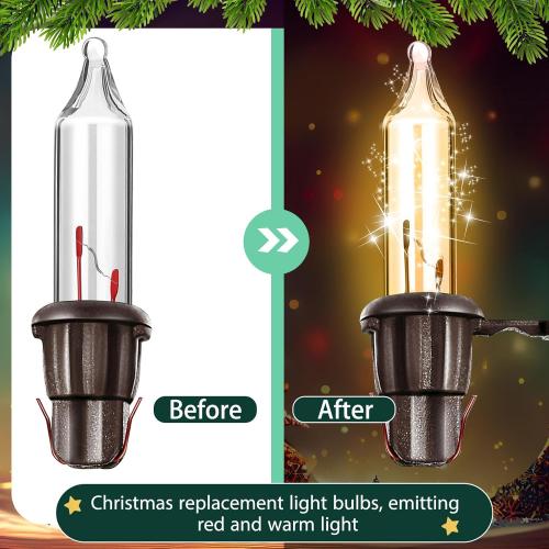 Mudder 80 Count Christmas Replacement Mini Light Bulbs with Base Christmas Tree Incandescent Wire String Lights Replacement Bulbs for Xmas Indoor Outdoor Decor(Brown Base Warm White,2.5Vx0.1A)