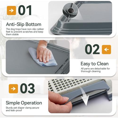 PAWISE Dog Pee Pad Holder Tray with Splash Guard, 23.6 Large Puppy Potty Training Pad Tray, Puppy Litter Box with High-Wall, Indoor Pet Toilet for Small to Medium Sized Dogs