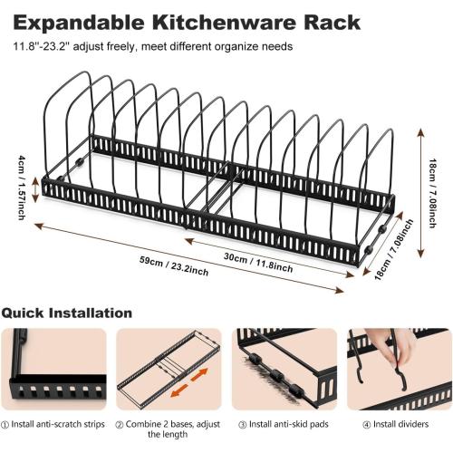 Housolution Cutting Board Organizer Rack, Expandable Baking Tray and Cookie Sheet Organizer with 14 Adjustable Dividers, Bakeware Muffin Tin Cupcake Pan Storage Organizer for Cabinet, Black