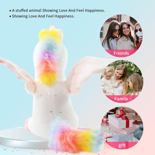 Sew Butiful 8 Unicorn Stuffed Animal - Cute Plush Toy Gift for 3-8 Years Old Girls, Soft Birthday Present for Baby, Toddler, Kids, Decor (White)