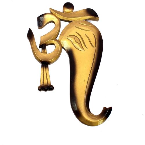 eSplanade Ganesha Ganesh Wall Door Hanging | OM Aum Wall Hanging | Decorative Accessories - Home Decor | Wood - 11.5 Inches - Golden