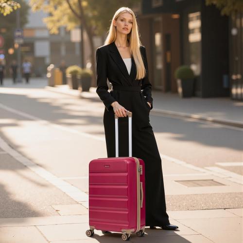 Luggage Sets 3 Piece,Suitcases with Wheels,Carry On Luggage Set,ABS Hard Case Luggage with TSA Lock Spinner Wheels(3 Piece Sets,Red(20/DB/TB))