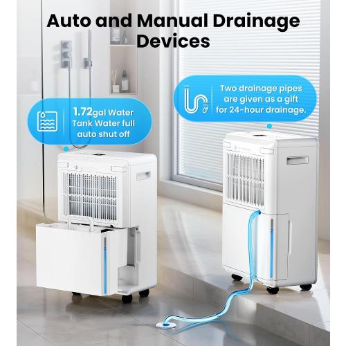 4500 Sq. Ft Dehumidifier for Basement Quilt Compressor Dehumidifiers for Home with Drain Hose, Energy Efficient, Intelligent Humidity Control, Dehumidifier for Bathroom, Bedroom, Office