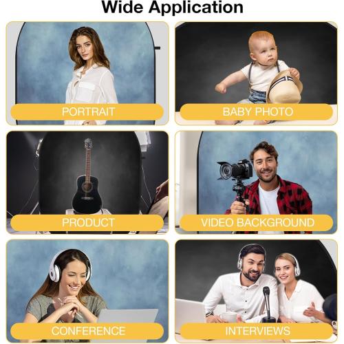 Kate 5x6.5ft(1.5x2m) Collapsible Backdrop Blue Black Pop up Backgrounds Folding Photography Backdrops Photoshoot Prop