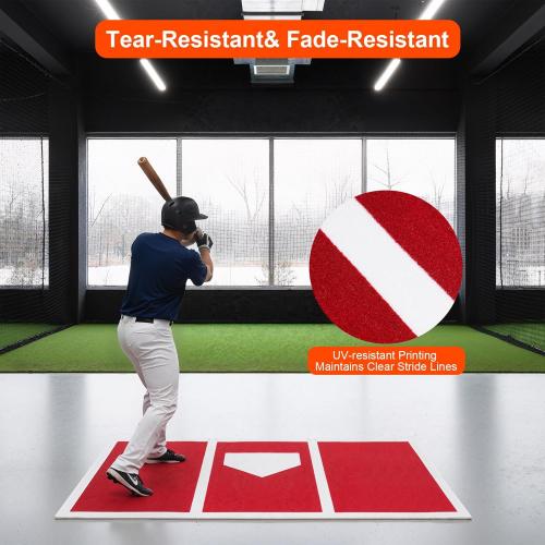 Baseball Hitting Mat, Home Plate Mat with Anti-Slide Rubber Back, Portable Batters Box Turf Mat Baseball for Hitting Practice - Indoor and Outdoor Use