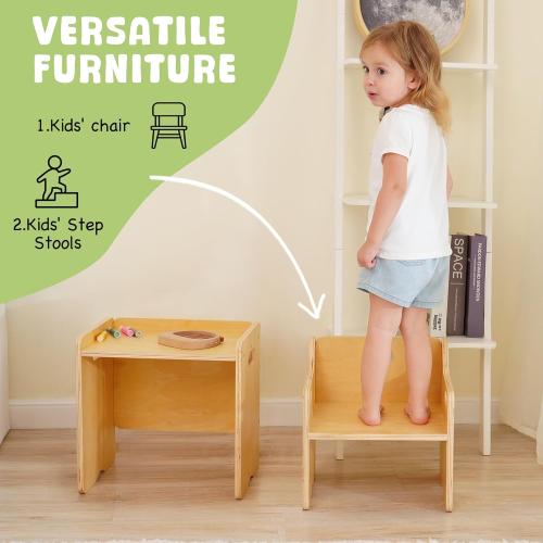 MallBest Montessori Toddler Table and Chair Set-Adjustable seat Height Wooden Toddler Table，Kids Activity Step Stools，Kids Funiture for Eating Drawing Reading