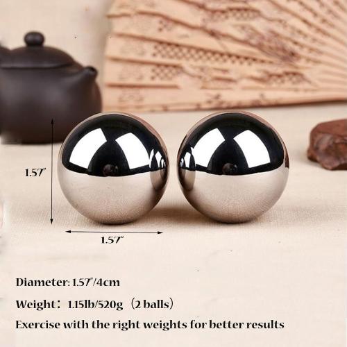 Stainless Steel Baoding Balls Set,1.57 Inches Chinese Health Balls, Metal Stress Relief Hand Massage Balls No Chime for Hand Exercise, Hands Therapy