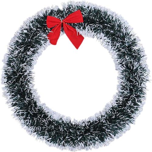 Artificial Christmas Wreath with Bow Xmas Front Door Wreath Green Leaves Wreath Holiday Hanging Garland Xmas Garland for Xmas Festival Holiday Window Party Decor - 30cm, White