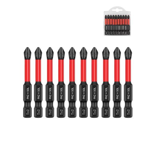 PH2 Impact Screwdriver Bits, 2 Inch 10-Pack, S2 Steel Magnetic
