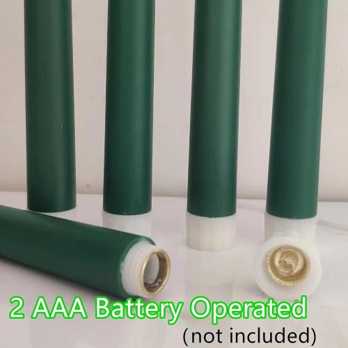 6 Pack Green Flameless Taper Candles with Remote Timer, Flickering Battery Operated LED Candlesticks Set of 6