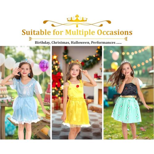 Princess Dress Up Clothes for Little Girl Role Play Costume Gift Set Princess Dress Up Toys for Toddler Girls