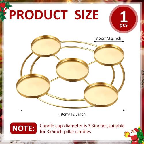 1 Pcs Christmas Advent Candle Wreath Ring Metal Candle Holder for Pillar Advent Rustic Candlesticks Holders for Xmas Table Centerpiece Decor Home (Wide,Round)