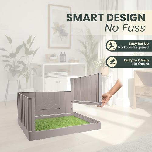 Dog Grass Pad with Tray, Indoor Dog Potty, Litter Box with High Walls, Artificial Grass for Dogs, Pee Pad Holder, Potty Training Tray with Reusable Turf Patch, for Apartments & Balconies