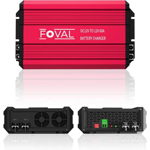 FOVAL 12V to 48V DC to DC Charger, 800W Ultra-Fast Battery Charger for LiFePO4, Lead-Acid, AGM, Gel, and Lithium - Multi-Stage Charging for RVs, CVS, Trailers, Boats and Trucks