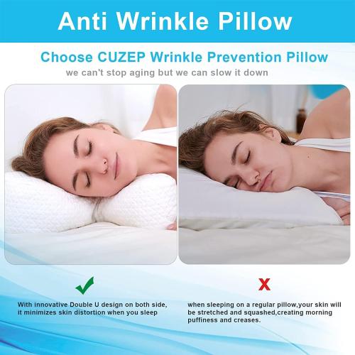 Side Sleeper Pillow Anti Wrinkle Aging Pillow Gel Shredded Memory Foam for Neck Pain Relief Pillow for Sleeping Side Back Stomach Sleeper Pillows (Regular White Style Beige Nude Silk Pillowcase)
