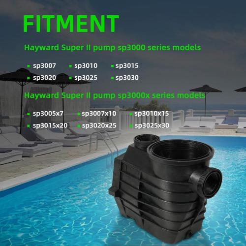 SPX3120AAZ Pump Housing and Strainer with Drain Plugs Threaded Style fit for Hayward Super II 2 Pump sp3000 Series: sp3007 sp3010, sp3000x Series: sp3005x7 sp3007x10, 2 by 2 Inch
