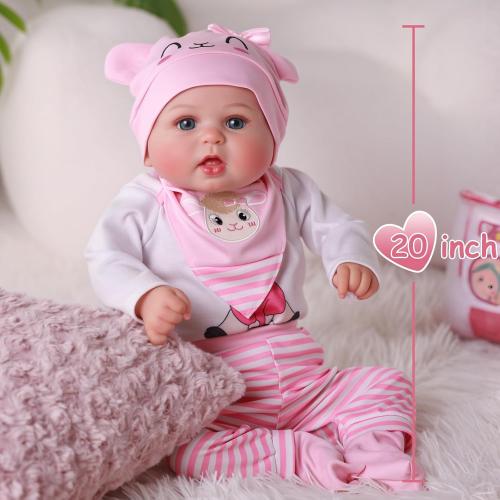 BABESIDE Drink and Wet Reborn Baby Dolls Girl – 20 Inch Adoreable Realistic Silicone Baby Doll, Can Drink Water and Pee, Poseable, Gift Set with Accessories for Girls Age 3  Pretend Play & Collection