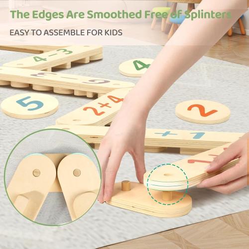 COSYLAND Wooden Balance Beam for Kids - 15 PCS Toddler Balance Beams and Stepping Stones - Sensory Balance Beam for Indoor Obstacle Course, Toys for Kids Age up 18 Months, Number