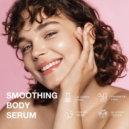 3.38oz Glossy Smoothing Body Serum for Wrinkles: Anti-Aging Serum Infused with Hyaluronic Acid, Vitamin E, Glycerin and Shea Butter-Hydrating Nourishing Repairing for Silky Smooth Skin