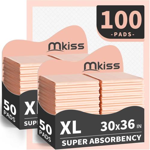 MKISS Bed Pads Disposable [100 Count] Adult Incontinence Underpads 30 x 36 Heavy Duty Absorbent Pee Pad, XL Chucks Leakproof, Extra Large Puppy Training Pad, Waterproof Baby Changing Pad