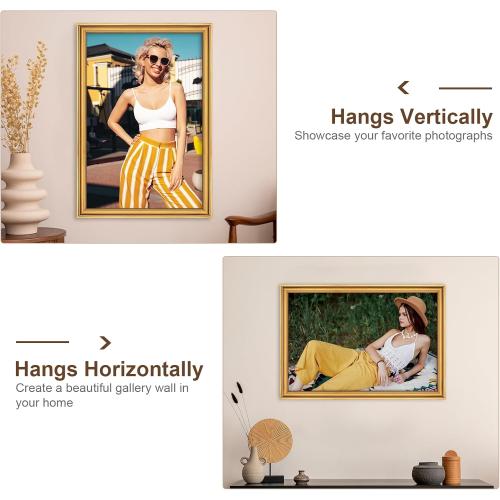 16x24 Frame, Transitional Modern Design Picture Frames, 16 by 24 Rustic Poster Frame for Home Decor, Gold Vintage Photo Frames, Horizontal or Vertical Display, Choose Size & Color
