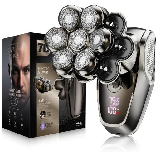 SHPAVVER 7D Head Shavers for Bald Men, Detachable Head Shaver LED Display Dry Wet Bald Razor, IPX7 Waterproof Electric Razor with Type-C Charge