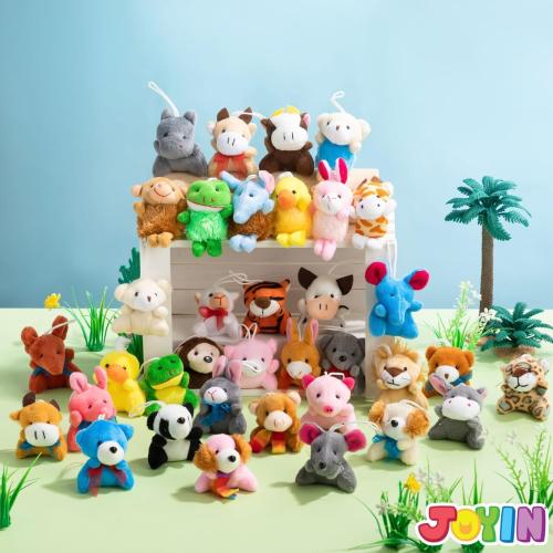 JOYIN 36 Pack Mini Animal Plush Toy Assortment (36 Units 3 Each),Bulk Stuffed Animals Party Favors for Kids, Small Animals Plush Keychain Decoration, Carnival Prizes, Easter Treasure Box Toys