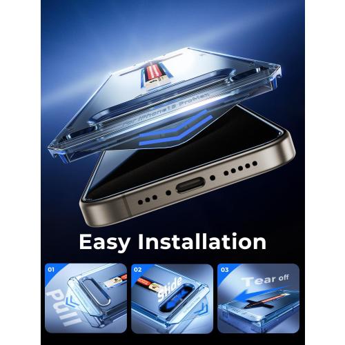 MAGIC JOHN 2 Pack for iPhone 15 Pro Max 6.7 inch Privacy Glass Screen Protector, Auto Dust-Elimination Installation, Bubble Free, Easy Installation