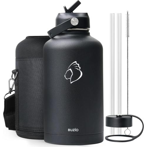 BUZIO Vacuum Insulated Stainless Steel Water Bottle 64oz (Cold for 48 Hrs/Hot for 24 Hrs) BPA Free Double Wall Travel Mug/Flask for Outdoor Sports Hiking, Cycling, Camping, Running