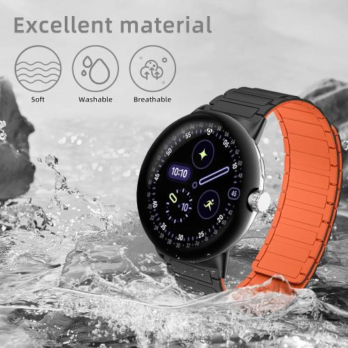 Silicone Watch Band Compatible with Google Pixel Watch 5 45mm, Soft Sport Magnetic Replacement Strap for Google Pixel Watch 4/3 45mm