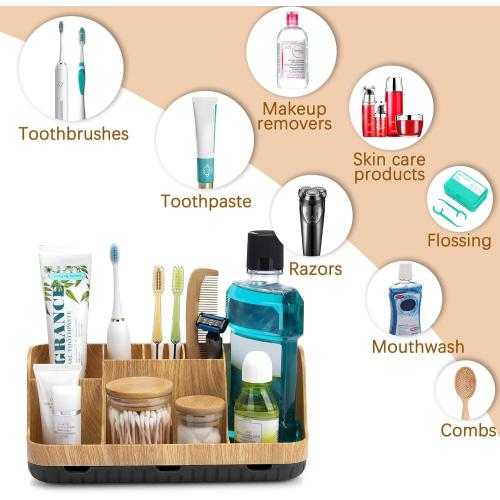 GFWARE Bathroom Organizers and Storage - Detachable 7 Slots Kids Electric Toothbrush and Toothpaste Holde Drainage for Bathroom Accessories Organization Counter Vanity Storage