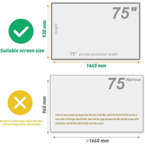 75 Inch Anti Glare TV Screen Film with Blue Light Filter,75 In TV Anti Glare Screen Protector TV Glare Stopper Matte Film (75 1645)