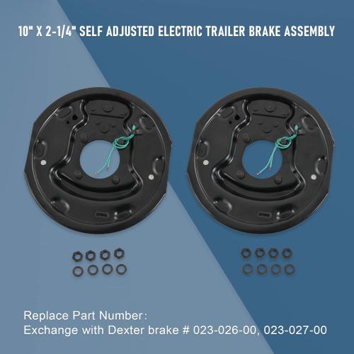JDMSPEED Pair of 10 x 2-1/4 Self Adjusted Electric Trailer Brake Assembly Left and Right 3500lb Axle Trailer Brake Kit