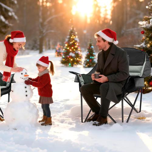 Youtanic Oversized Extra Large Heated Padded Camping Chair up to 500lbs, 3 Heat Levels Camp Chair with Carry Bag, Outdoor Heating Folding Chairs for Adults, Fishing, Sports, Picnic, Black-Gray