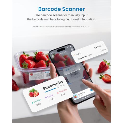 RENPHO Digital Kitchen Scale, Smart Food Weight Scale with Nutritional Calculator, Gram Scale for Weight Loss Cooking Baking Keto Macro Diet, Black Glass, 22lb/10kg