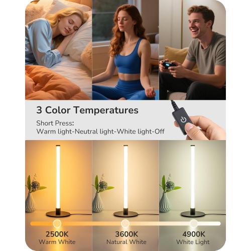 EDISHINE LED Skinny Table Lamp，Modern Slim Desk Lamp with 360° Illumination