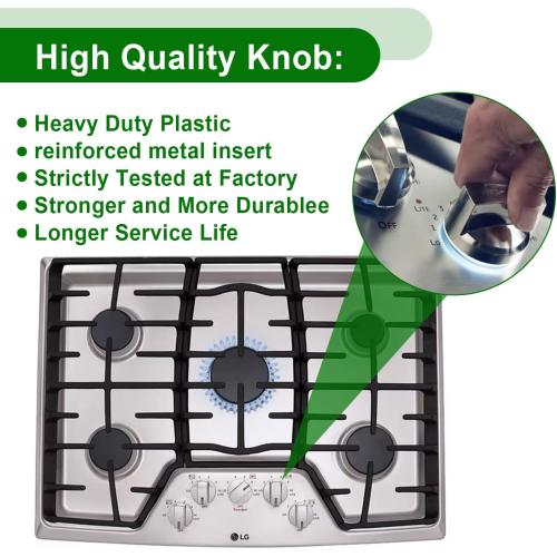 5 Pack AEZ73293801 Burner Control Knob Replacement,Compatible with LG Range/Stove Gas Cooktop,Burner Control Knob Assembly Replaces EBZ60710601,2025031,AH3639420,EA3639420,AP5594929,PS3639420