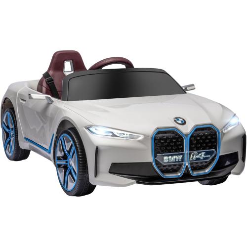 Aosom Electric Car for Kids, 12V Licensed BMW i4 Ride on Car with 2.4G Remote Control, Suspension System, Horn Honking, Music, Lights for Boys and Girls, White