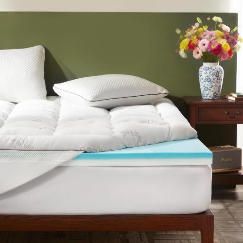 BEDLORE California King Memory Foam Mattress Topper 4 Inch,2-in-1 Dual Layer Design (2Gel Memory Foam   2Plush Pillow Top Cover) Mattress Topper Medium-Firm,Pressure Relief &Back Pain Support(White)