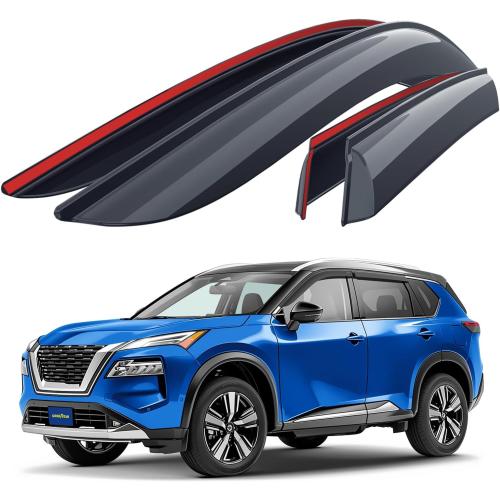 Goodyear Shatterproof Window Deflectors for Nissan Rogue 2021-2026, Tape-on Rain Guards, Window Visors, Vent Deflector Visor, Car Accessories, 4 pcs. - GY008671