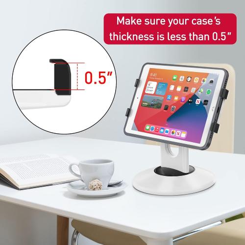AboveTEK Retail Kiosk iPad Stand, 360° Rotating Commercial POS Tablet Stand, Fits 6-13 (Screens) iPad mini Pro-Business Swivel Tablet Holder, for Store Office Reception Kitchen Desktop (White)
