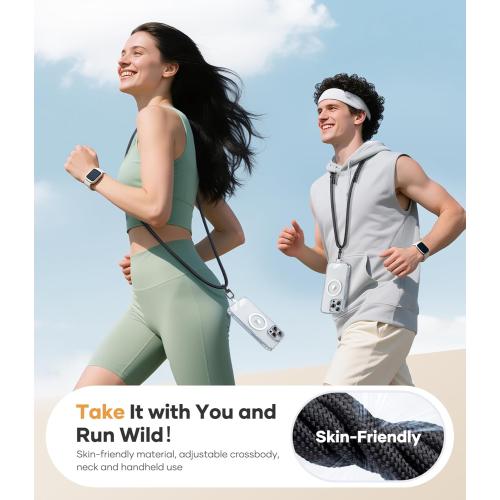 for Phone Lanyard Crossbody with 2X TPU Clear Tabs, Adjustable Anti Theft Strap, Premium Metal Buckles, Comfortable Universal Neck Wrist Lanyard for Travel Outdoor, Black