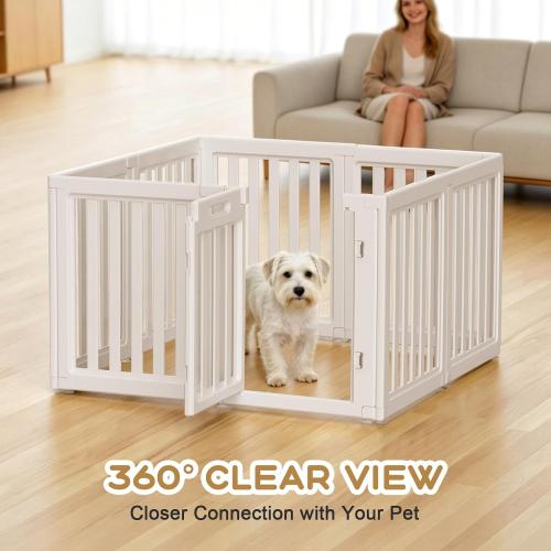 Dog Playpen Indoor,Puppy Playpen,White 23.6 H, 8 Panels | Dog Play Pen Indoors with Open View, Tool-Free Setup, Multi-Shape Setup, Dog Pen for Dogs, Cats & Puppies