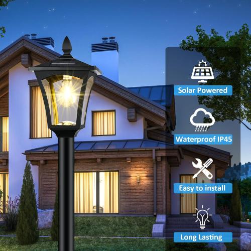 72 Solar Outdoor Light with Planter,Waterproof Solar Post Lamp Ligts, Garden Lights for Backyard, Pathway, Patio,Lawn, Driveway Decor