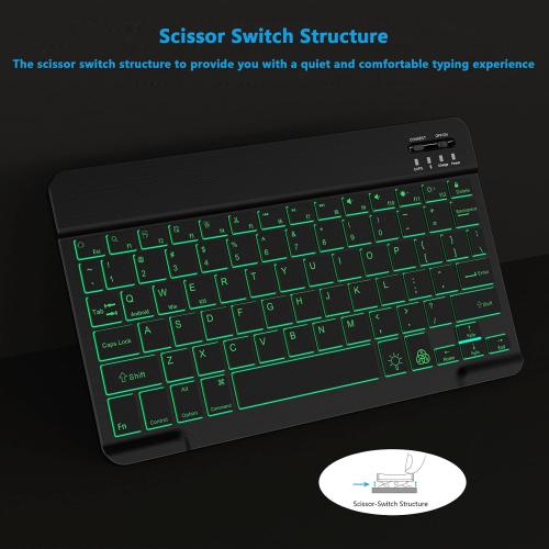 Backlit Bluetooth Keyboard Small Portable Wireless Keyboard Rechargeable Illuminated for Android Samsung Tablet Cell Phone Smartphone iPad A16 11th 10th Generation iPad Pro Air Mini iPhone (Black)
