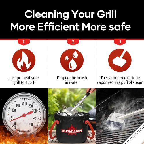 Steam Grill Brush Bristle Free,[Ultra Safe & Efficient] Grill Cleaner for Outdoor Grill,BBQ Replaceable Scraper Cleaning Head,Grill Brush BBQ Accessories,Gifts for Men/Dad