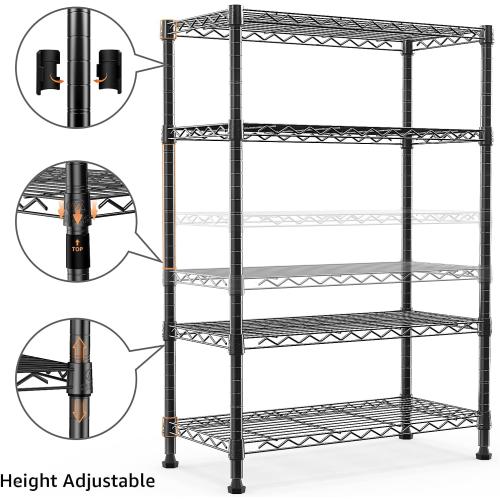 1000 lbs Storage Shelving Steel Heavy Duty 4-Tier Utility Shelving Unit Steel Organizer Wire Rack for Home,Kitchen,Office,Black (13.7 D x 23.6 W x 53.4 H)