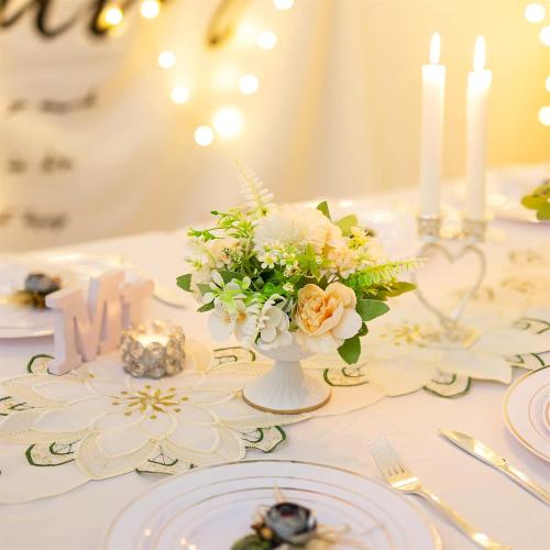 Sziqiqi Mini White Flower Arrangement Pots for Centerpiece Table Decorations Metal Vase Urn Planter Decor for Home Wedding Party Christmas (3.7IN-10PCS, White)
